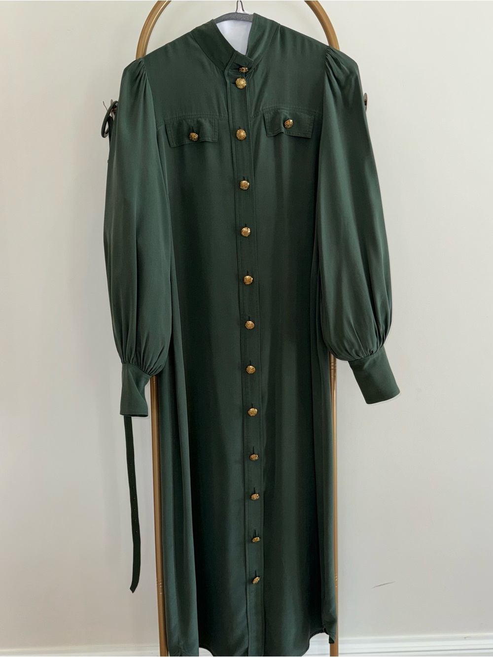 Zimmermann Forest Green Long Sleeve Tie-Neck Midi Dress - Picture 4 of 8